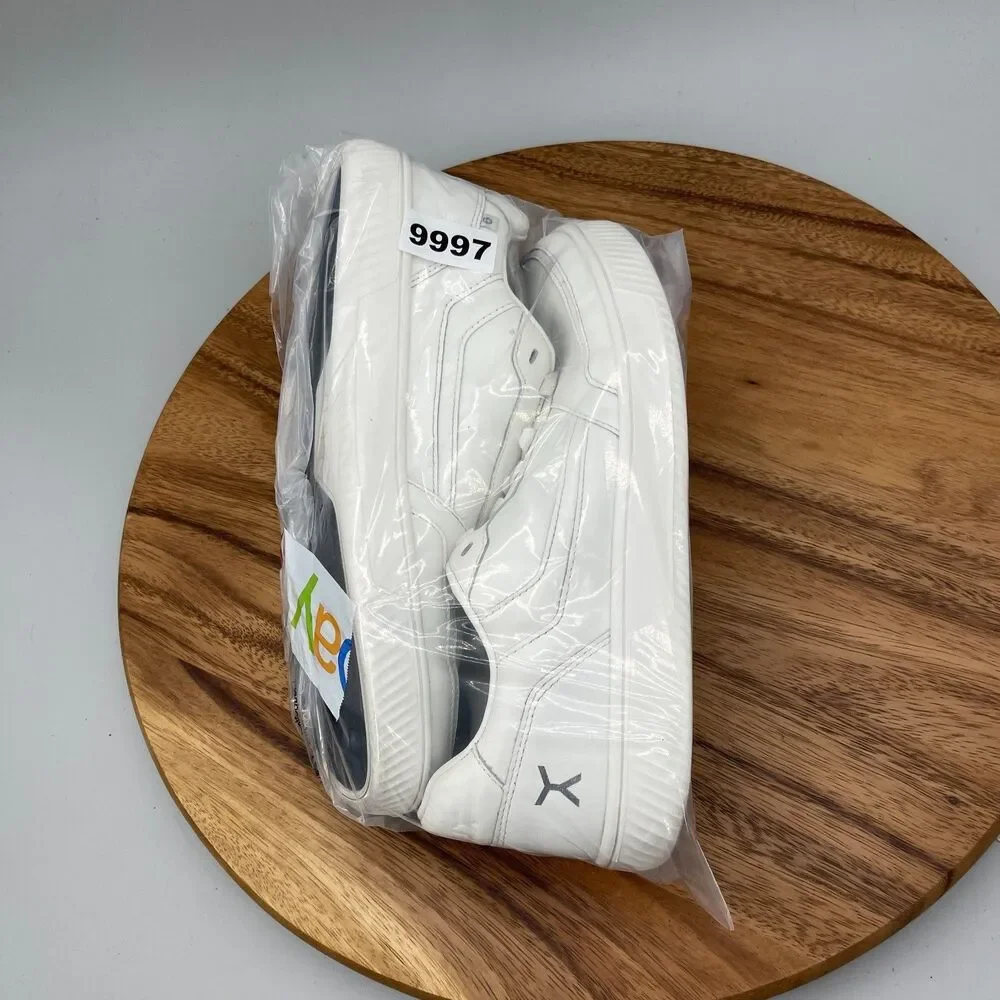 Flux Footwear Adapt Shoes Mens 10 White Leather Trainer Comfort Walking Sneakers